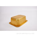 Aluminum Foil Cover Container Rectangular Food Gold Color Aluminum Foil Food Container Manufactory